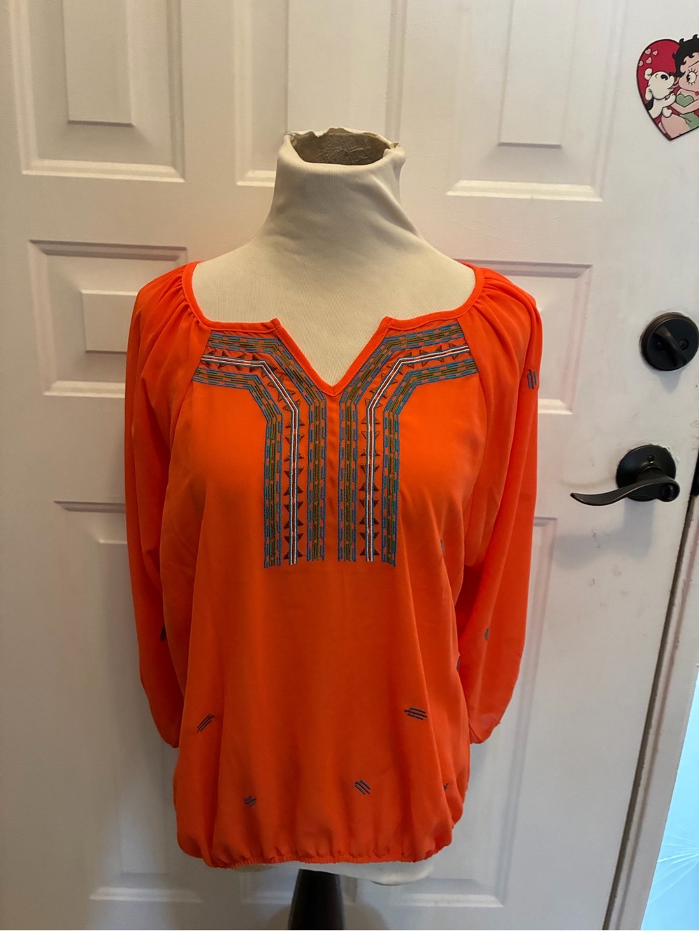 Moon Collection Orange Embroidered Tunic Top